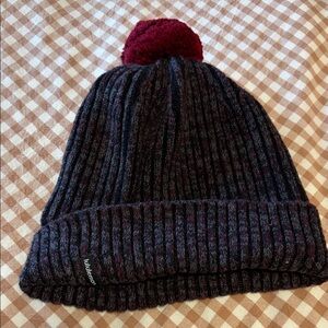 lululemon athletica Black , gray and Burgundy Ribbed Beanie with Pom